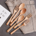 Tableware wooden Fruit dessert spoon fork for restaurant